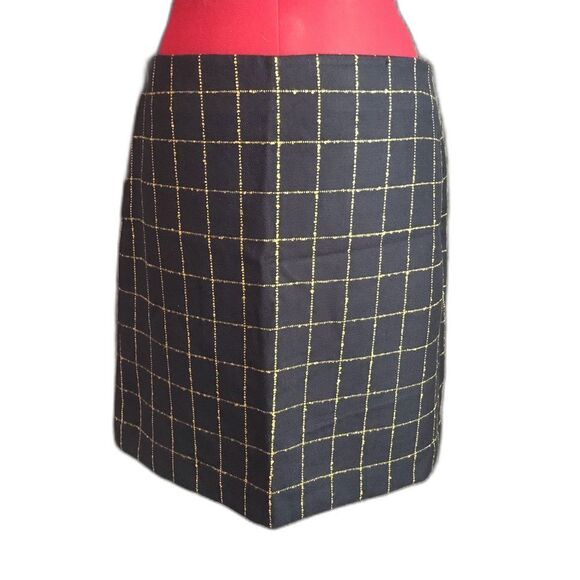 LOFT Pencil Skirt Women's Size 6 Blue & Yellow Plaid Knee-Length Workwear NWT - Picture 1 of 7